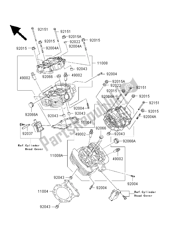 All parts for the Cylinder Head of the Kawasaki VN 1500 Classic Tourer FI 2003