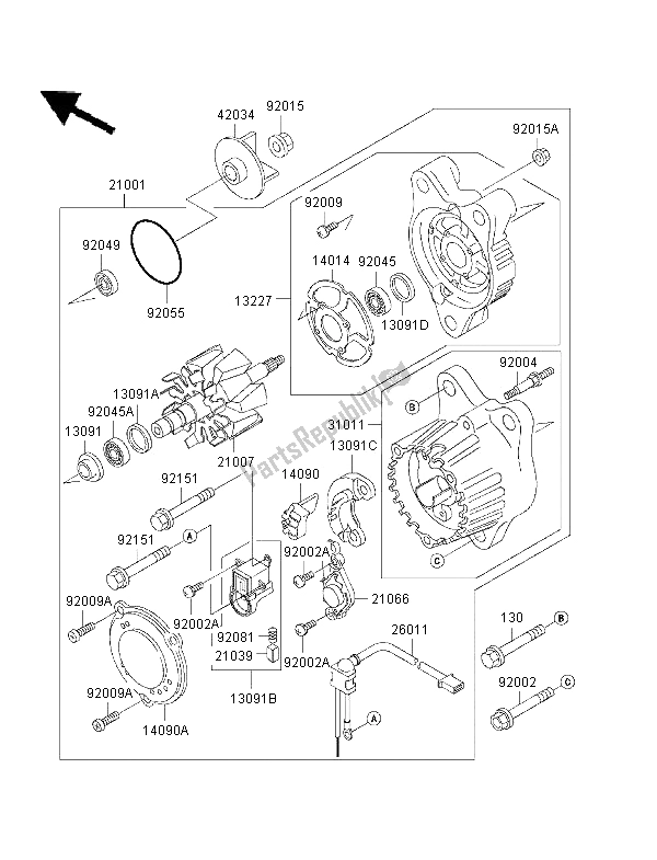 All parts for the Generator of the Kawasaki Ninja ZX 7 RR 750 1996