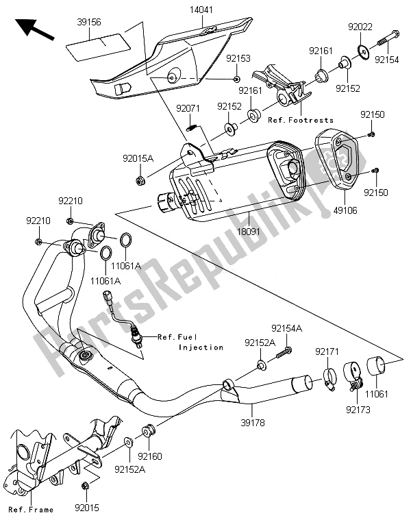 Toutes les pièces pour le Silencieux (s) du Kawasaki Ninja 300 2014