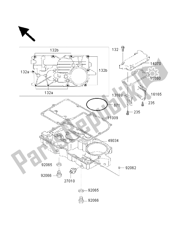 All parts for the Breather Cover & Oil Pan of the Kawasaki 1000 GTR 2000