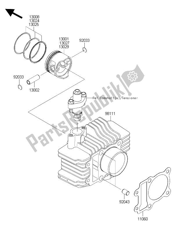 Wszystkie części do Cylinder I T? Ok (y) Kawasaki KLX 110 2015