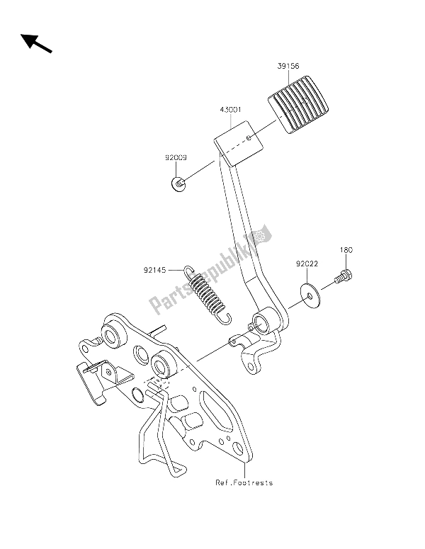 All parts for the Brake Pedal of the Kawasaki Vulcan S ABS 650 2015