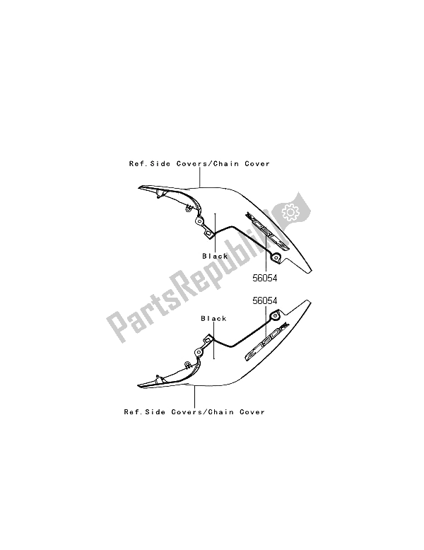 Tutte le parti per il Decalcomanie (nero) del Kawasaki Z 750R 2012