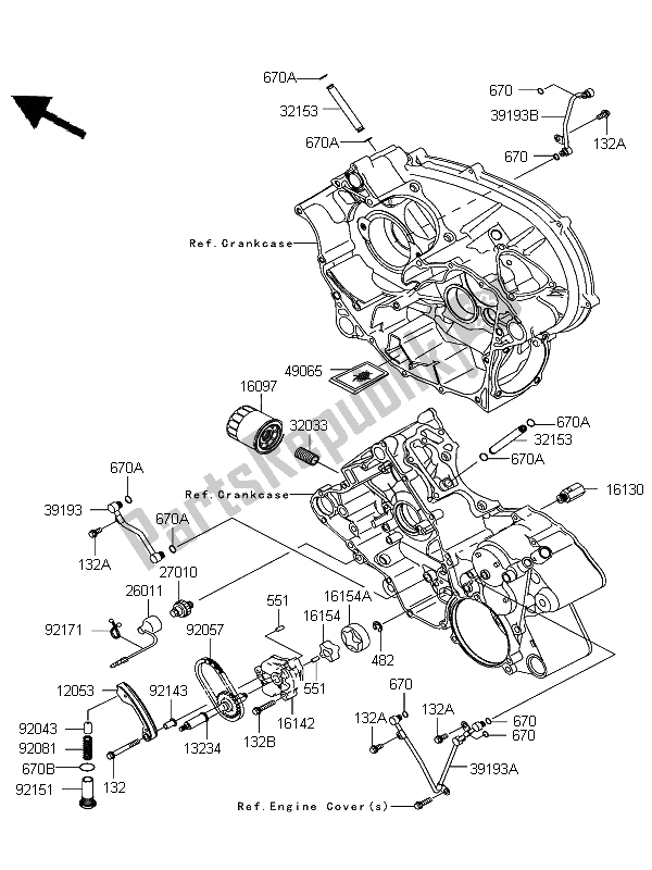 Todas las partes para Bomba De Aceite de Kawasaki KFX 700 KSV 700B6F 2006