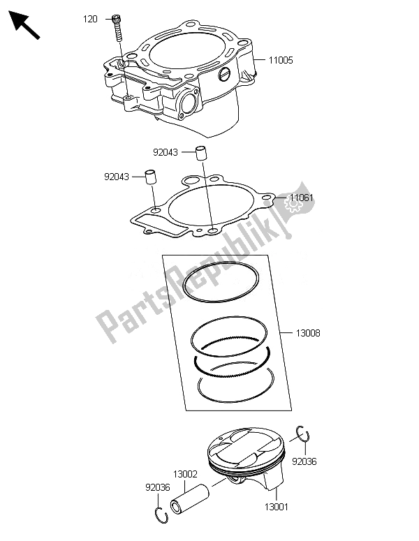 All parts for the Cylinder & Piston(s) of the Kawasaki KLX 450R 2014