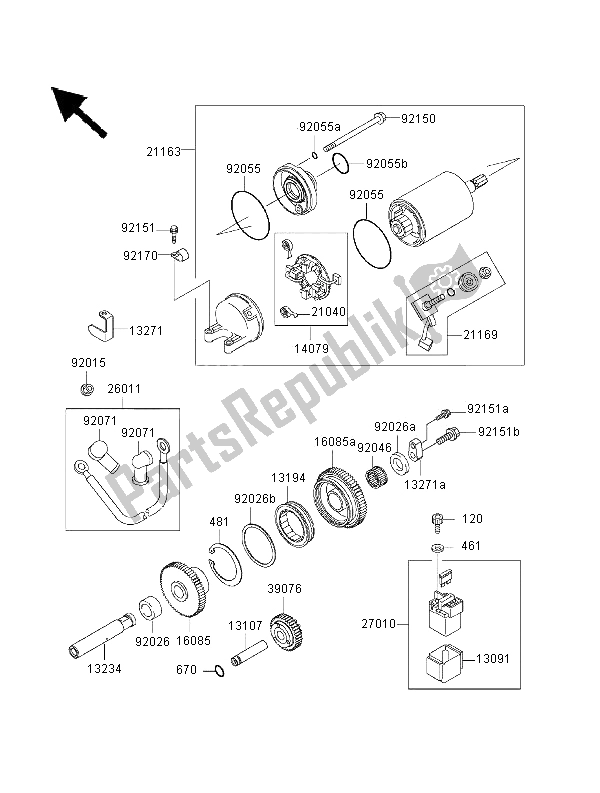 Todas las partes para Motor De Arranque de Kawasaki Ninja ZX 12R 1200 2000