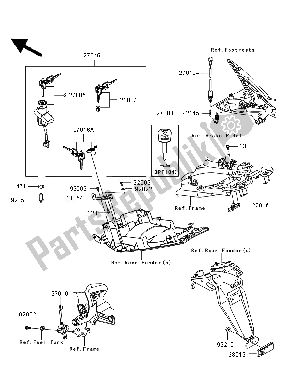 All parts for the Ignition Switch of the Kawasaki ER 6N ABS 650 2007