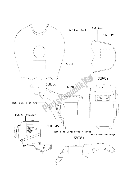 Alle onderdelen voor de Etiketten van de Kawasaki W 650 2001