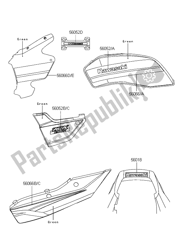 All parts for the Decals of the Kawasaki ZRX 1200R 2004