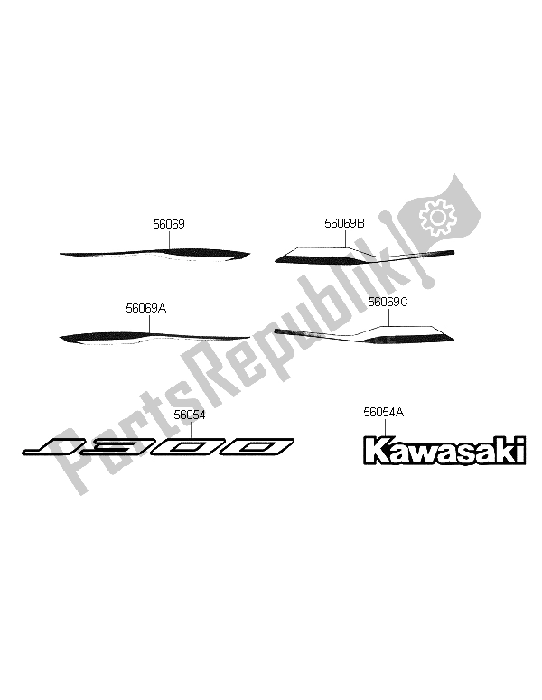 All parts for the Decals (green-black) of the Kawasaki J 300 2015