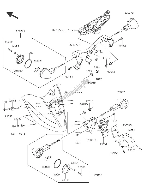 All parts for the Turn Signals of the Kawasaki Vulcan 900 Classic 2016