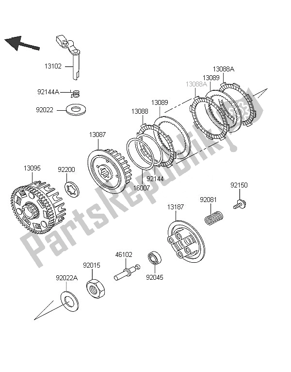 All parts for the Clutch of the Kawasaki Eliminator 125 2005