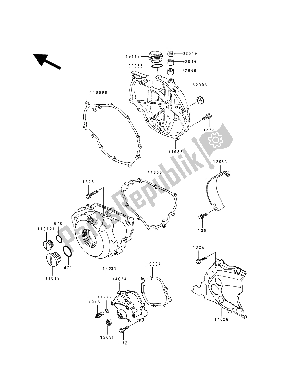 All parts for the Engine Cover(s) of the Kawasaki KLE 500 1992