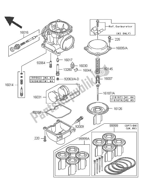 All parts for the Carburetor Parts of the Kawasaki ZRX 1200R 2005