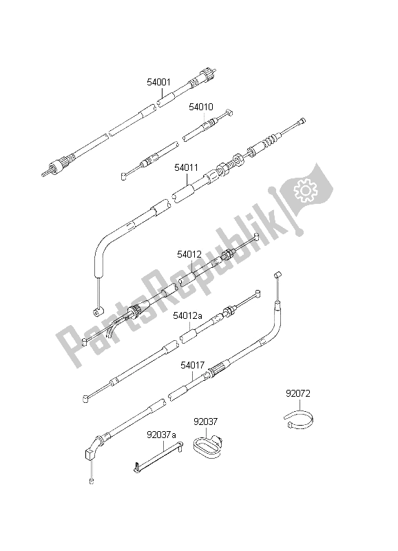 Alle onderdelen voor de Kabels van de Kawasaki ER 5 500 2001