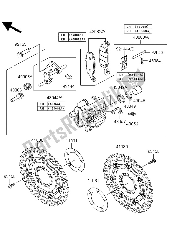 All parts for the Front Brake of the Kawasaki Versys 650 2012