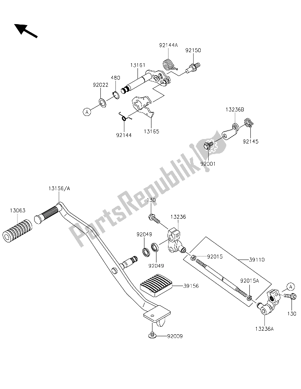 All parts for the Gear Change Mechanism of the Kawasaki Vulcan 900 Classic 2015