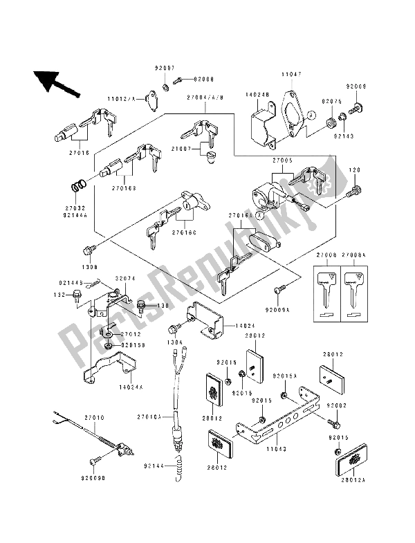 Toutes les pièces pour le Interrupteur D'allumage du Kawasaki EN 500 1994