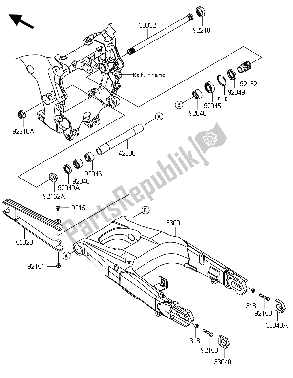 Todas las partes para Basculante de Kawasaki ZZR 1400 ABS 2014