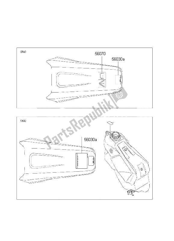 All parts for the Labels of the Kawasaki KX 125 2002