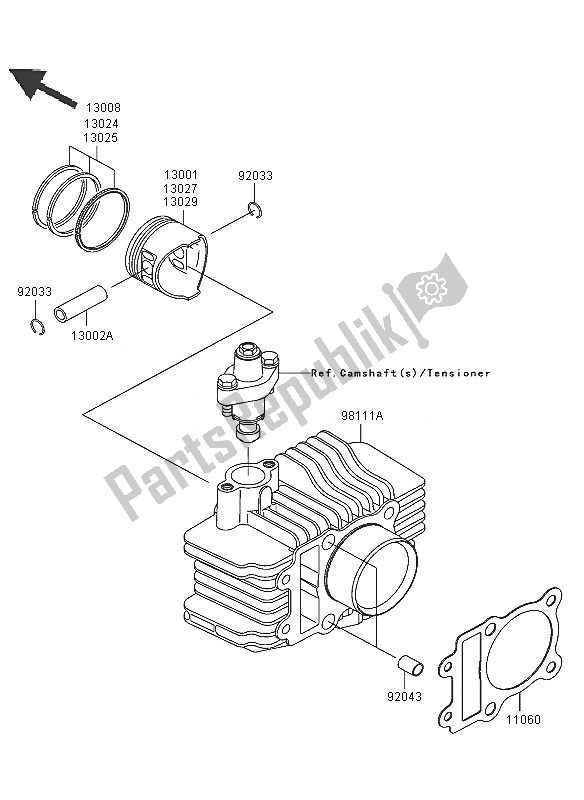 Todas las partes para Cilindro Y Pistón (es) de Kawasaki KLX 110 2005