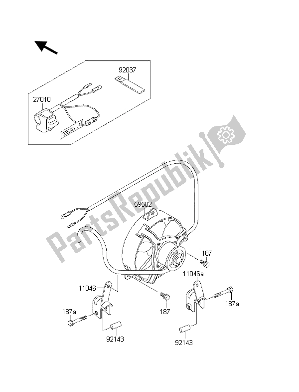 Tutte le parti per il Raffreddamento del Kawasaki KLF 300 2001