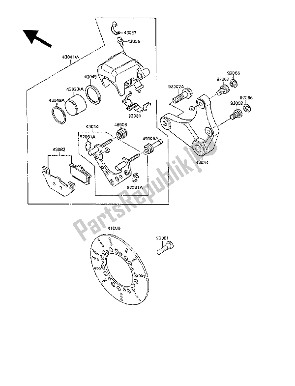 All parts for the Rear Caliper of the Kawasaki VN 15 SE 1500 1988