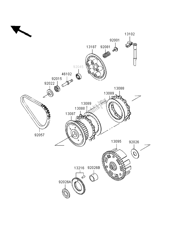 Toutes les pièces pour le Embrayage du Kawasaki EN 500 1998