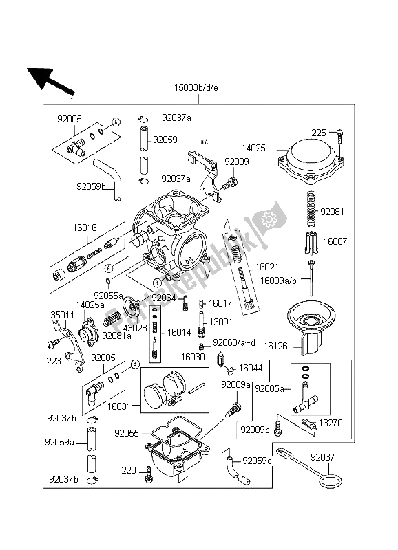 Toutes les pièces pour le Carburateur du Kawasaki KLR 650 1999