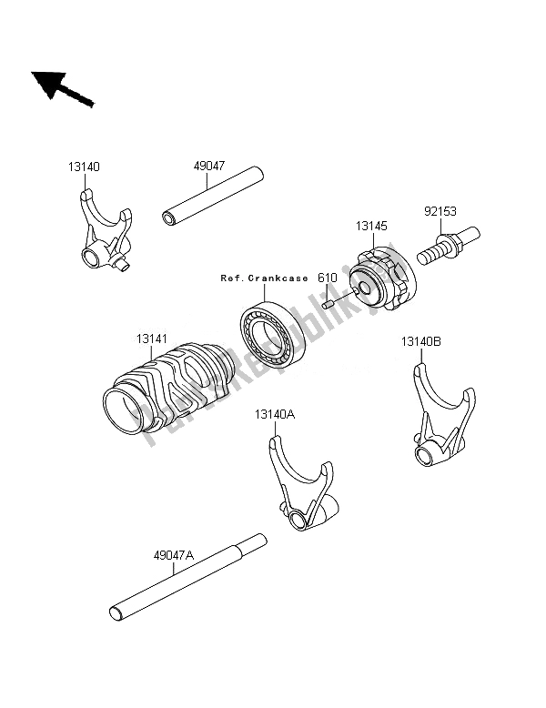 Toutes les pièces pour le Tambour De Changement De Vitesse Et Fourchette De Changement De Vitesse du Kawasaki KX 125 2007