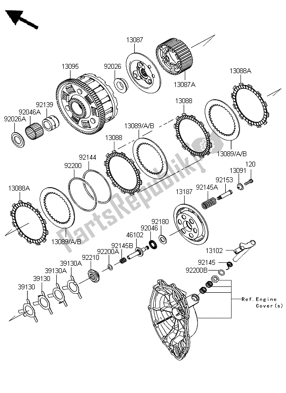 All parts for the Clutch of the Kawasaki Ninja ZX 6R 600 2008