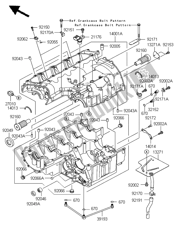 All parts for the Crankcase of the Kawasaki Z 750 ABS 2008