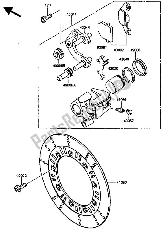 Tutte le parti per il Pinza Anteriore del Kawasaki KMX 200 1988