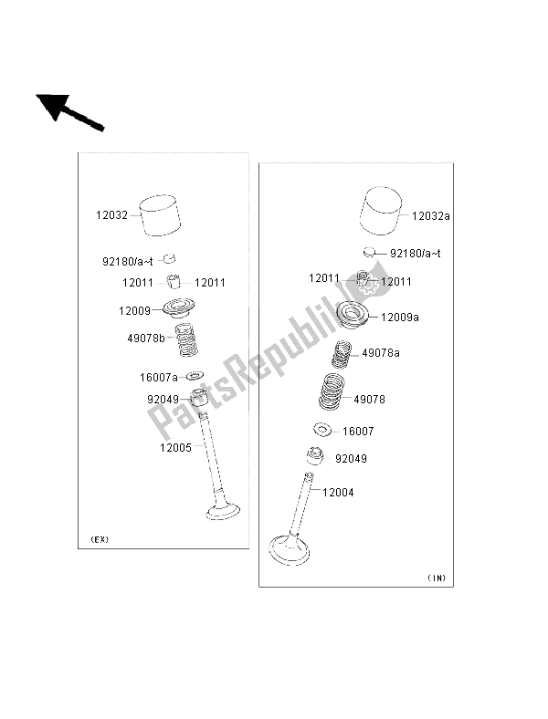 All parts for the Valve of the Kawasaki Ninja ZX 6R 600 2002