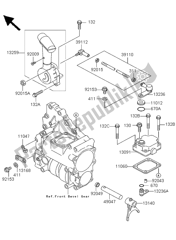 Todas as partes de Ao Controle do Kawasaki KLF 300 4X4 2004