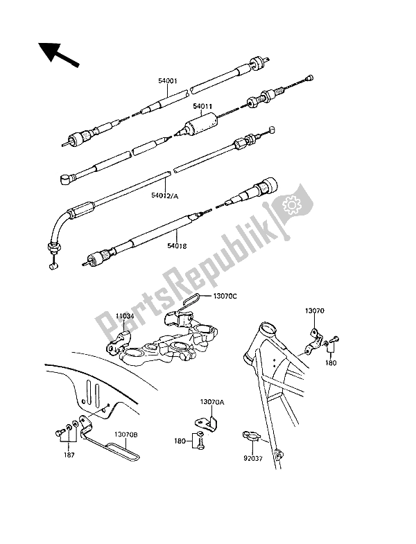 All parts for the Cables of the Kawasaki Z 1300 1989