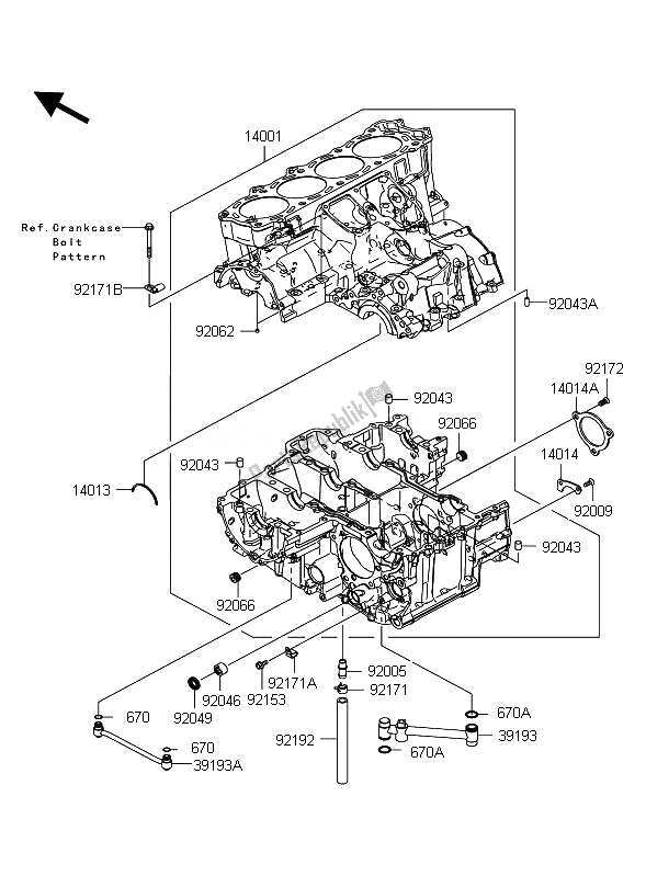 All parts for the Crankcase of the Kawasaki 1400 GTR ABS 2011