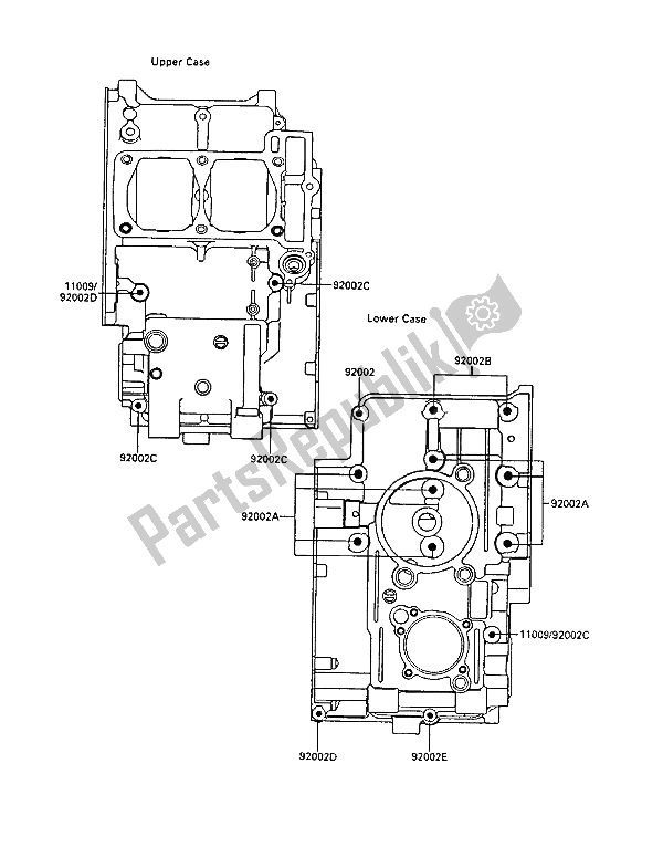 Tutte le parti per il Modello Del Bullone Del Basamento del Kawasaki EL 250 1989