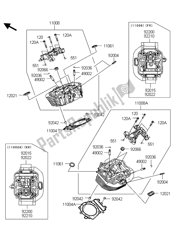 Todas las partes para Cabeza De Cilindro de Kawasaki VN 1700 Classic ABS 2012