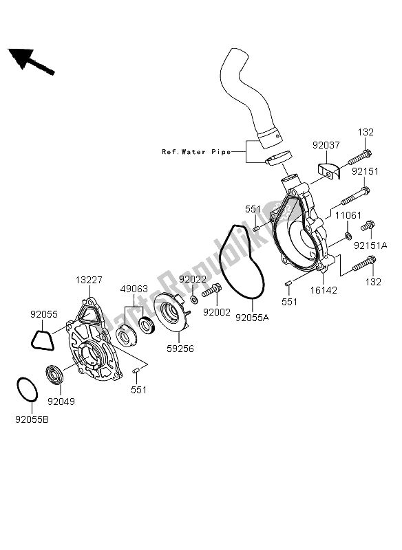 All parts for the Water Pump of the Kawasaki Versys ABS 650 2012