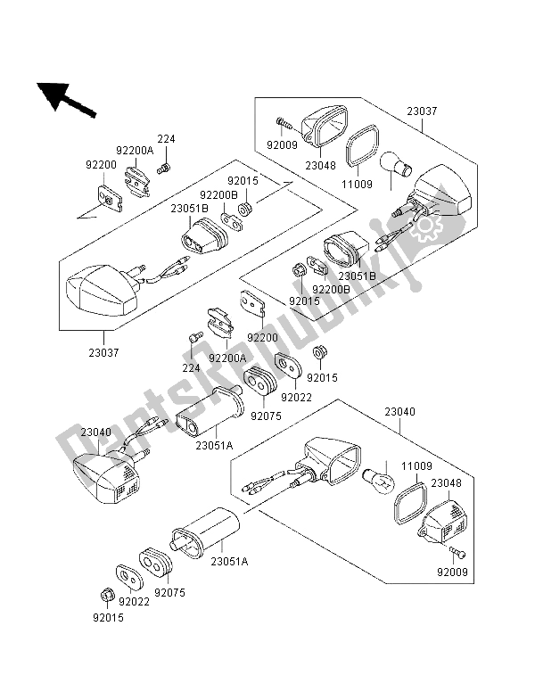 All parts for the Turn Signals of the Kawasaki GPZ 500S UK 1996