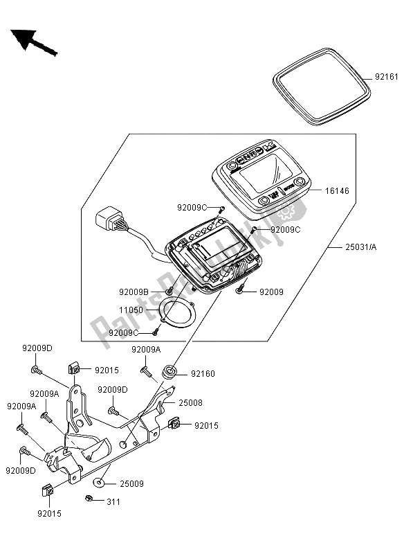 All parts for the Meters of the Kawasaki KVF 750 4X4 2008