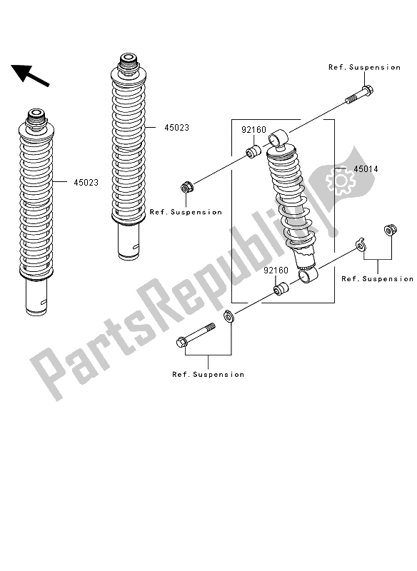 All parts for the Shock Absorber of the Kawasaki KVF 360 4X4 2009