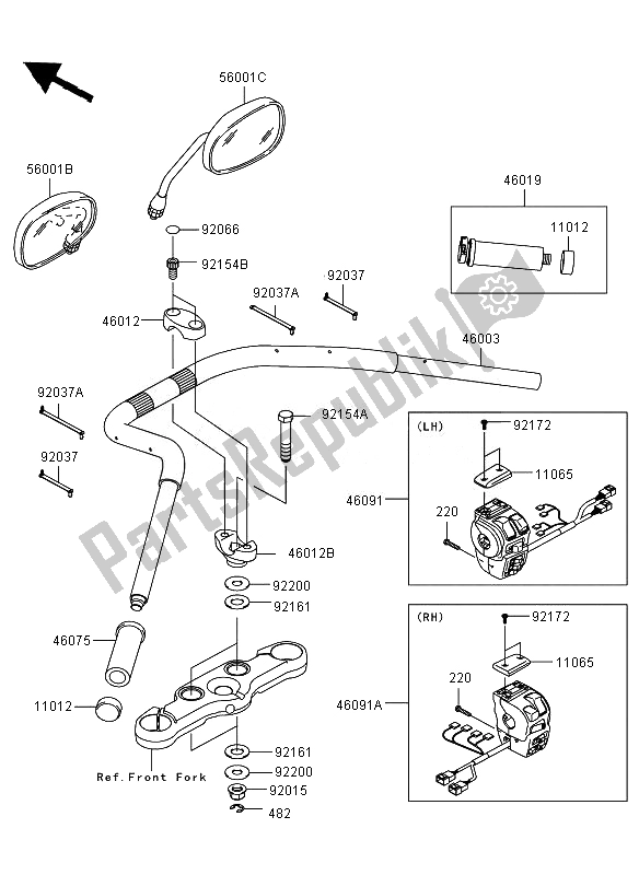 All parts for the Handlebar of the Kawasaki VN 1700 Voyager ABS 2011