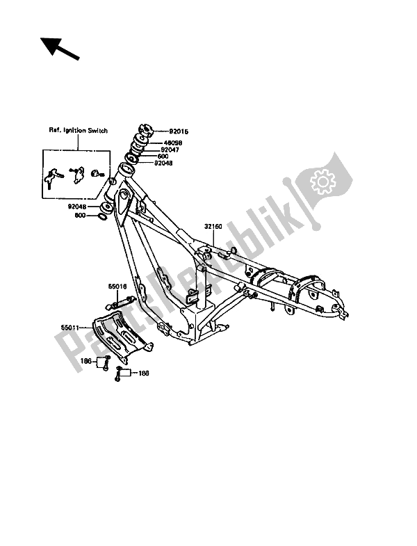 Tutte le parti per il Telaio del Kawasaki KE 100 1994