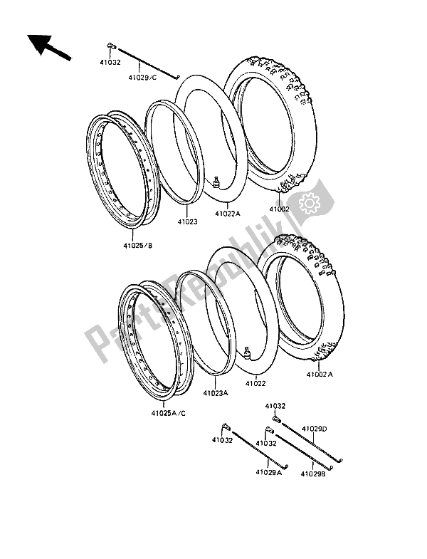 All parts for the Tires of the Kawasaki KMX 125 1987