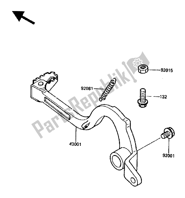 Tutte le parti per il Pedale Del Freno del Kawasaki KX 125 1987