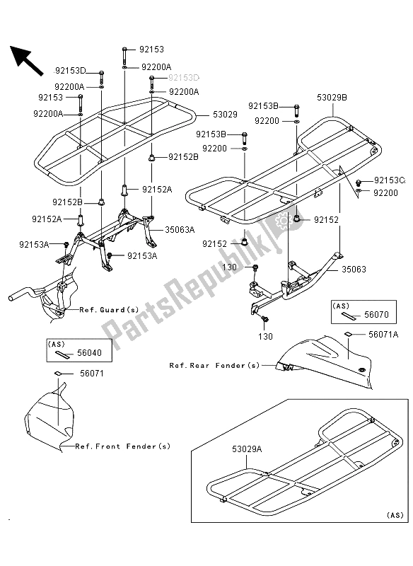 Toutes les pièces pour le Transporteur (s) du Kawasaki KVF 650 4X4 2013