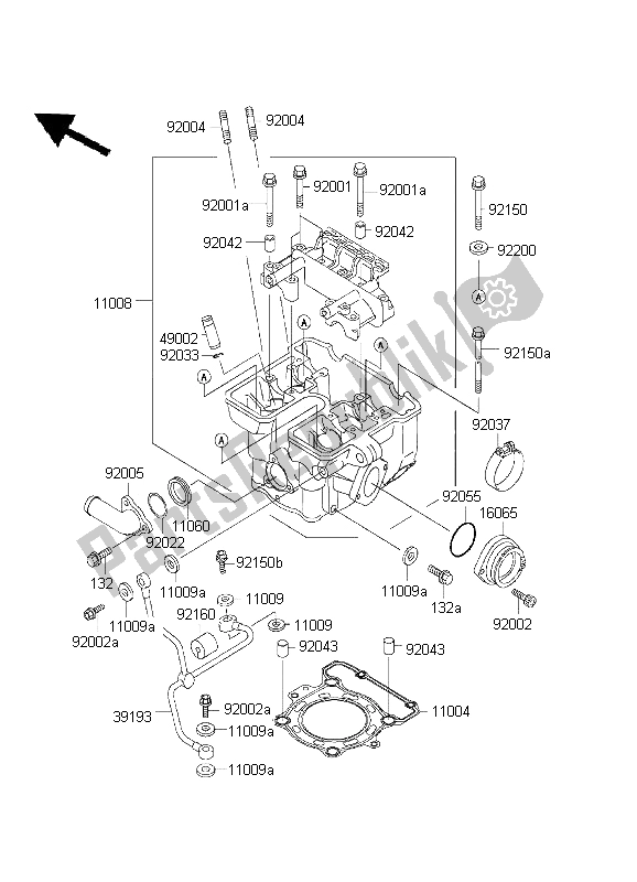 Tutte le parti per il Testata del Kawasaki KLX 300R 1999