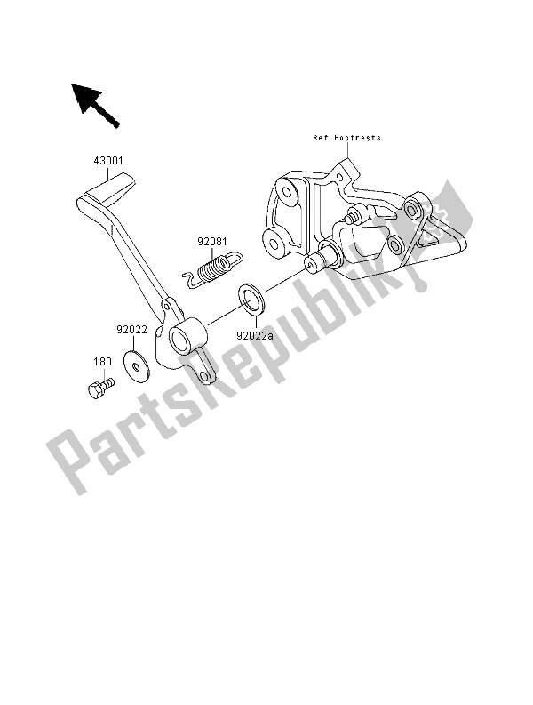 Toutes les pièces pour le Pédale De Frein du Kawasaki GPZ 500S 2000